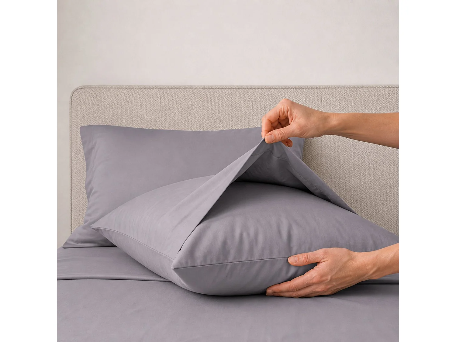 Lakenset Tweepersoons 100% Katoen Percal 200 TC Donkergrijs | Hoeslaken 180x200 cm, Laken 250x295 cm, Steghoogte 28 cm en 2 Kussenslopen | Made in Italy