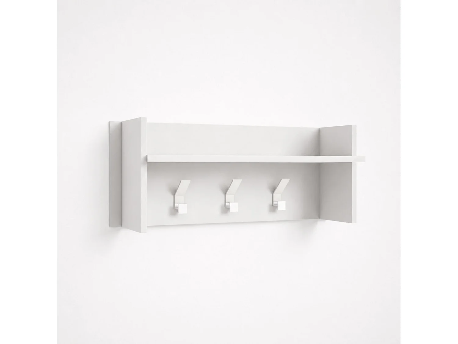 The White Stone Porte-manteau mural blanc avec étagère et 3 crochets | vestiaire mural entrée gain de place | 90x29x34 cm