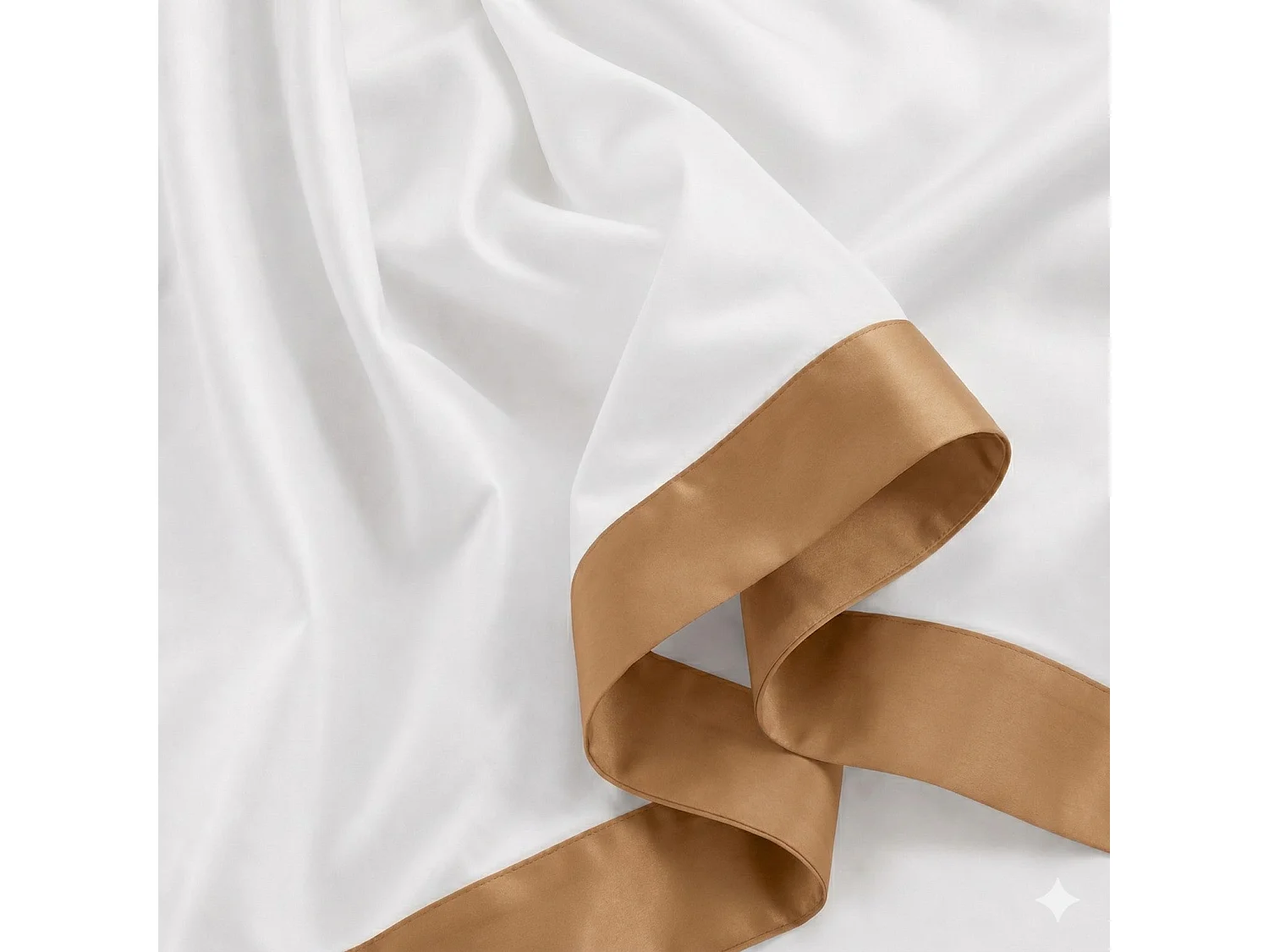 Bettwäsche-Set 120 cm 100% Baumwolle mit Satin-Bordüre Beige | Bettlaken 190x295 cm, Spannbettlaken 130x200 cm und 1 Kissenbezug im Set