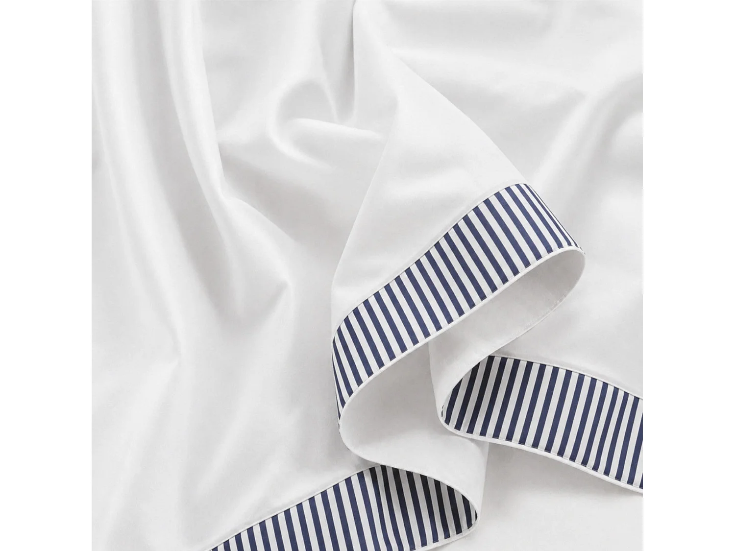 Parure de Lit 2 Personnes 175x200cm | 100% Coton | Drap Housse, Drap Plat, 2 Taie d’Oreiller | Rayures Bleu