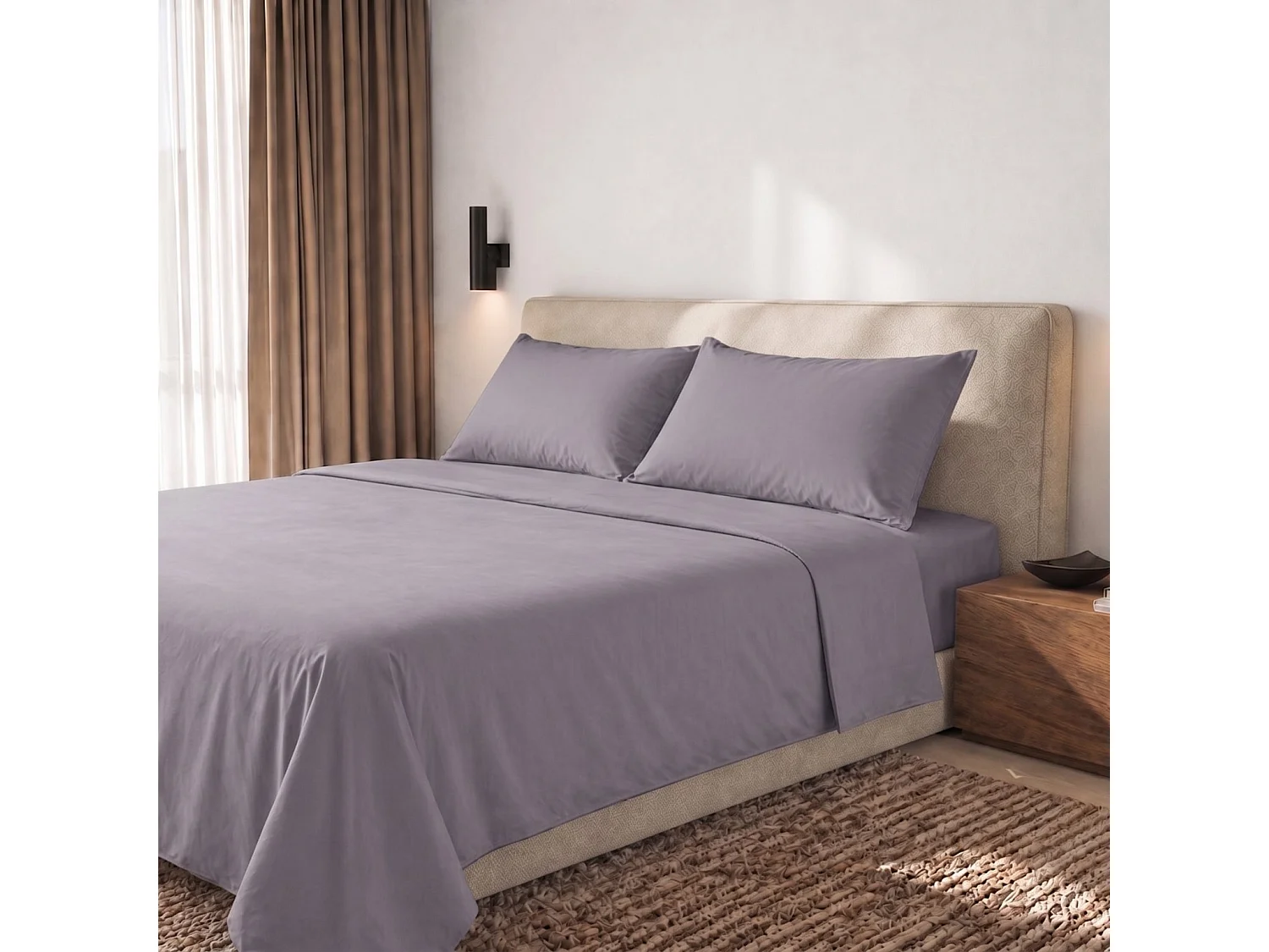 Lakenset Twijfelaar 100% Katoen Percal 200 TC Donkergrijs | Hoeslaken 130x200 cm, Laken 190x295 cm, Steghoogte 28 cm en 1 Kussensloop | Made in Italy