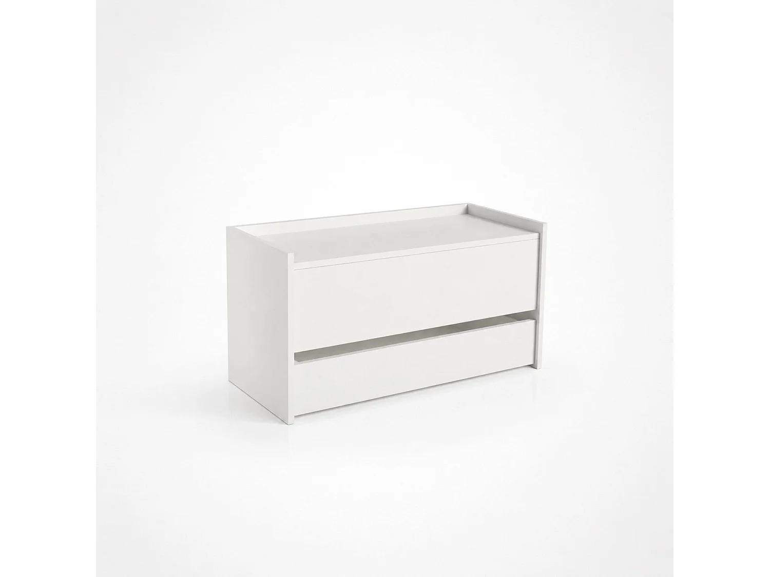 The White Stone Sitzbank mit Stauraum Weiß mit Unterer Schublade und Innenfach | Flurbank Platzsparend mit Soft Close | Schuhbank Mehrzwecktruhe 90x40x46 cm