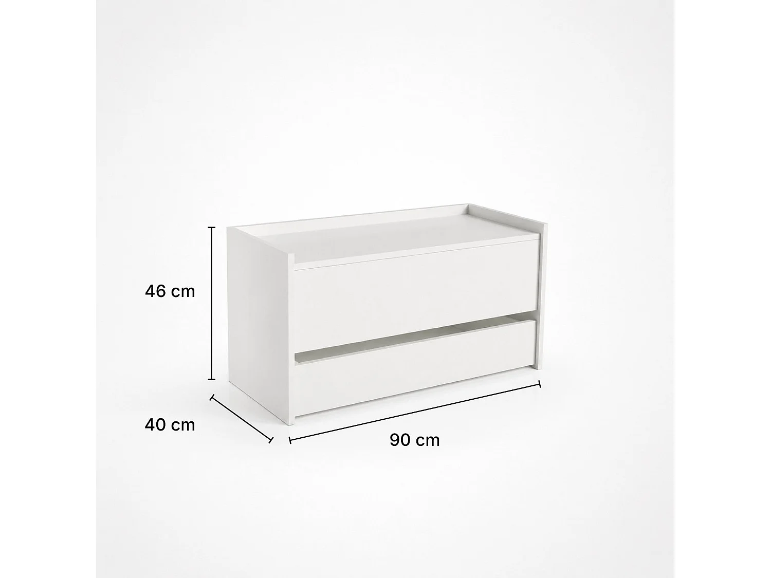 The White Stone Sitzbank mit Stauraum Weiß mit Unterer Schublade und Innenfach | Flurbank Platzsparend mit Soft Close | Schuhbank Mehrzwecktruhe 90x40x46 cm