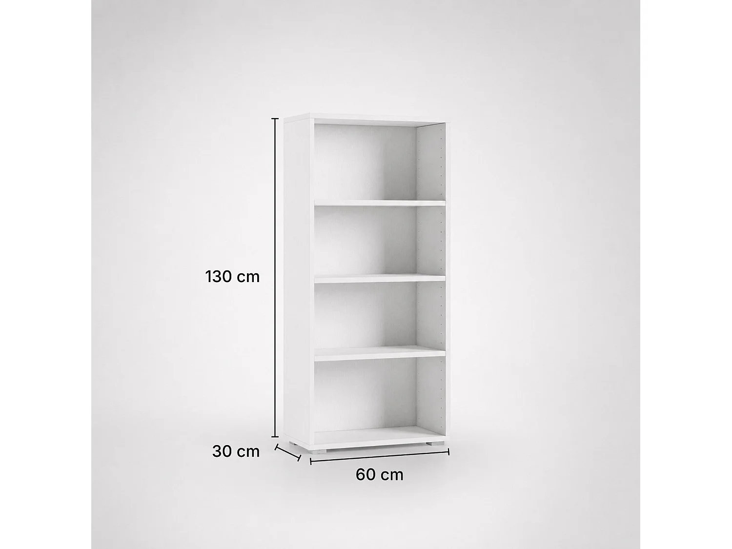 The White Stone Hvit Plassbesparende Bokhylle med 3 Justerbare Hyller | Moderne Bok- og Permhylle | Loddrett Reolmøbel til Stue, Kontor og Arbeidsrom 60×30×130 cm