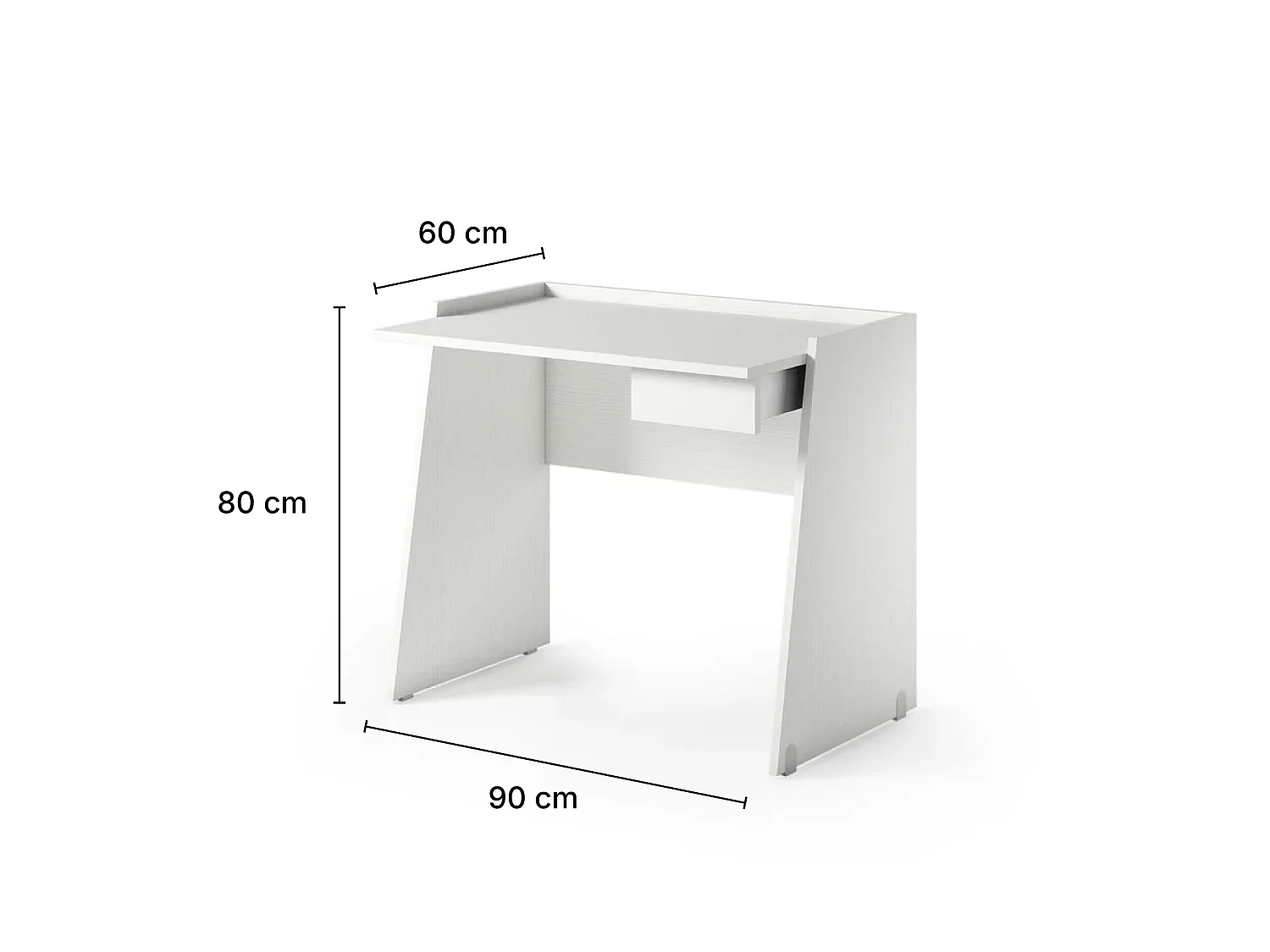 The White Stone Weißer Schreibtisch Modern Mit Schublade Beton Optik | Computertisch Home Office Büro | 90x60x80 cm