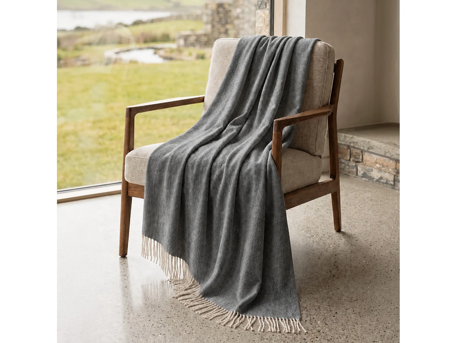 Manta Plaid Living 130x170 cm en Algodón Blend, Color Gris oscuro | Manta Ligera 250 g/m² para Sofá y Cama | Diseño Elegante y Tejido Suave