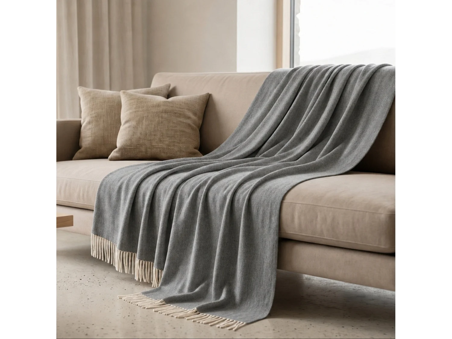 Manta Plaid Living 130x170 cm en Algodón Blend, Color Gris oscuro | Manta Ligera 250 g/m² para Sofá y Cama | Diseño Elegante y Tejido Suave