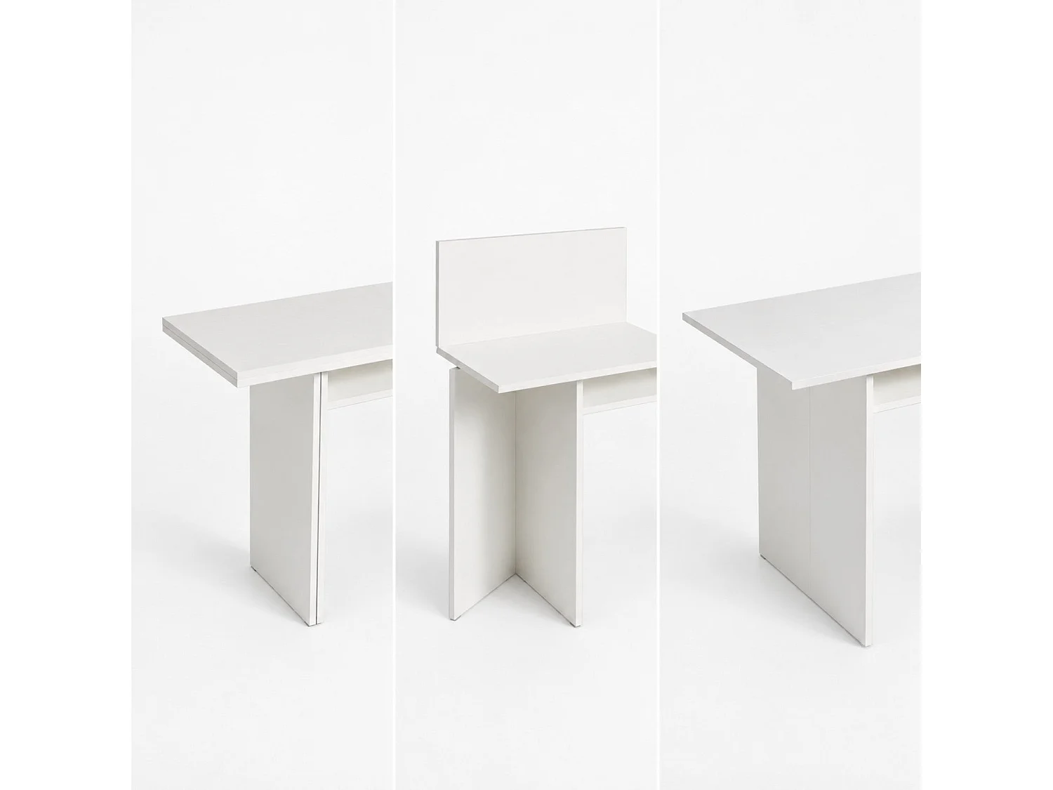The White Stone Console extensible blanche gain de place transformable | table console extensible cuisine salon | 120x35/70x76 cm