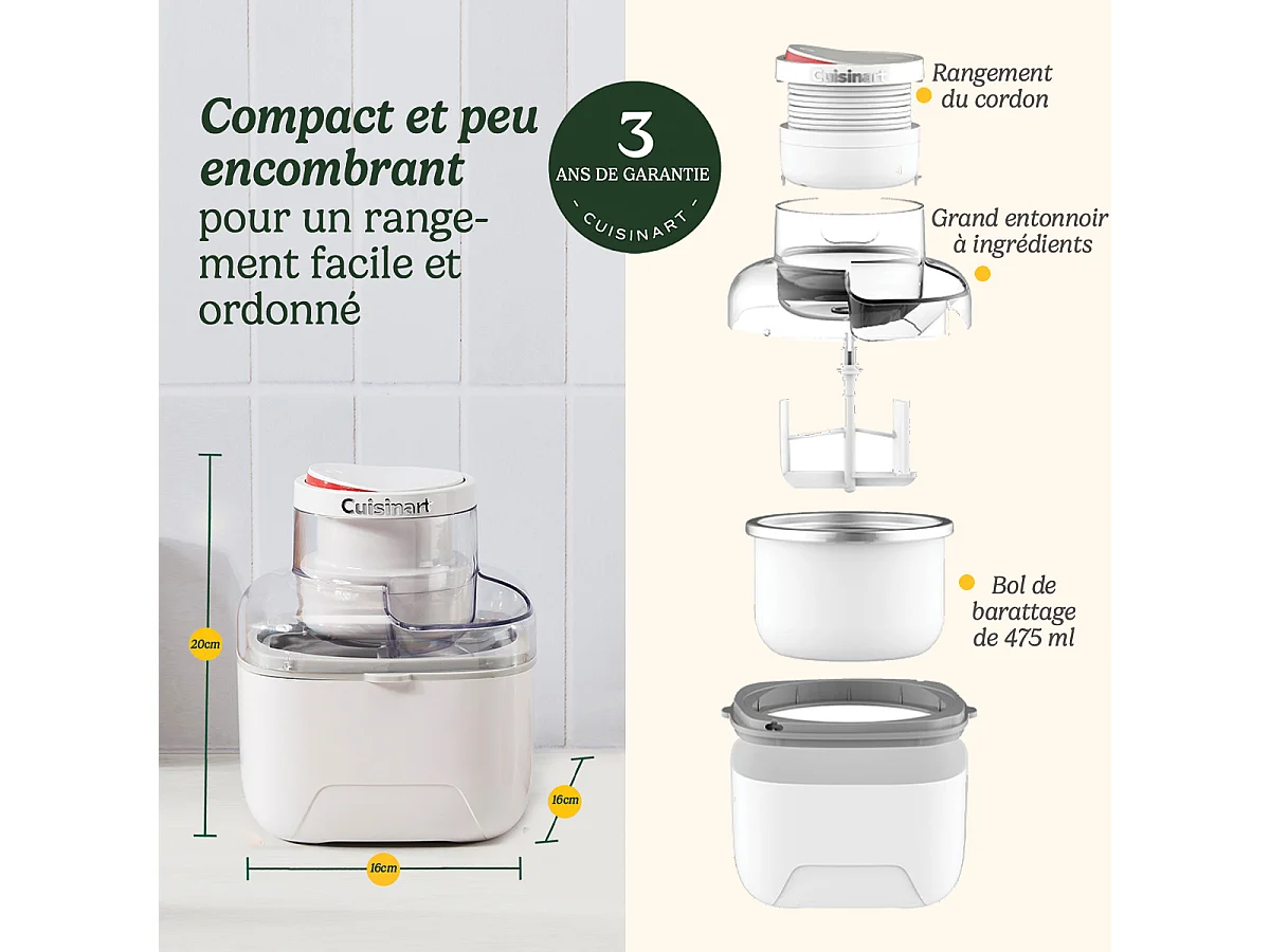 Cuisinart Solo Scoops Eismaschine 475ml Weiß - ICEM10E