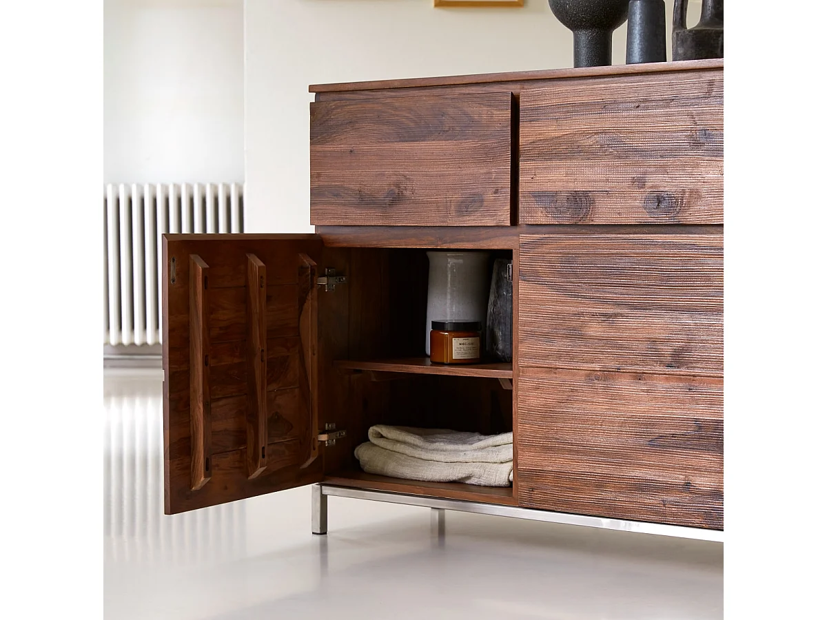 Buffet credenza bancone palissandro sheesam massello legno 100cm sala pranzo
