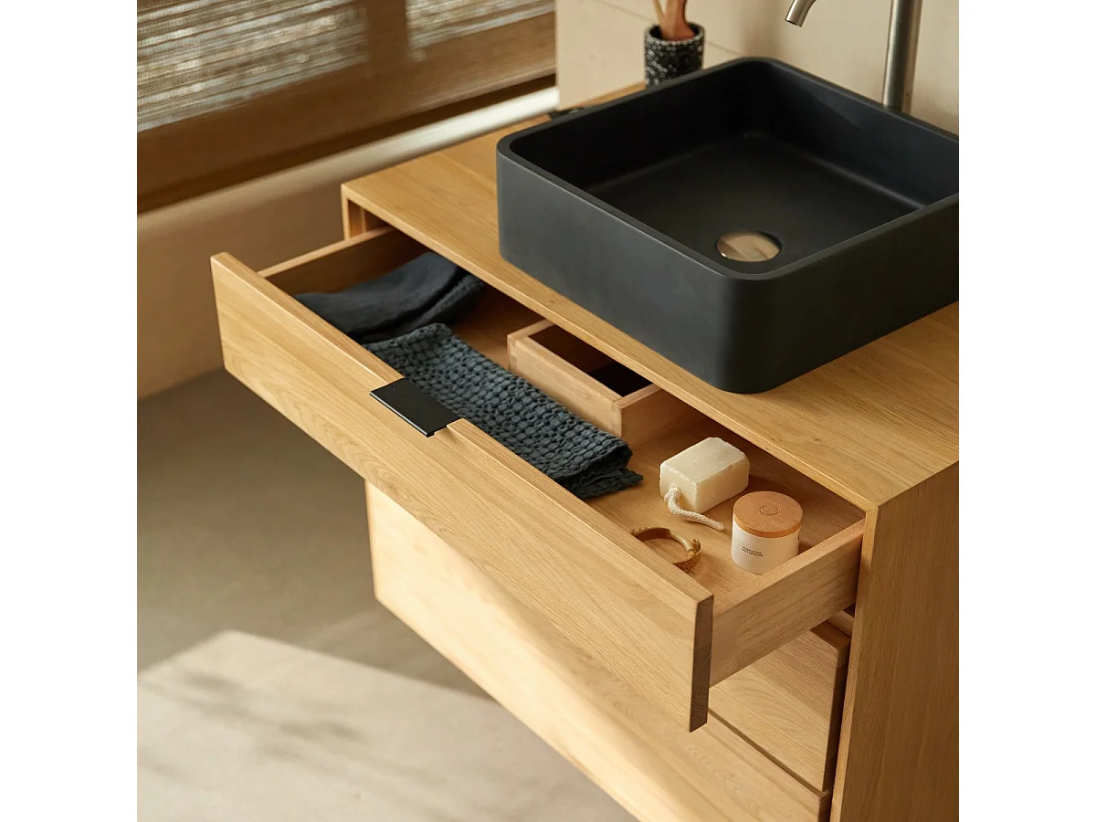 Mobile per il bagno in rovere massello 80 cm Senson