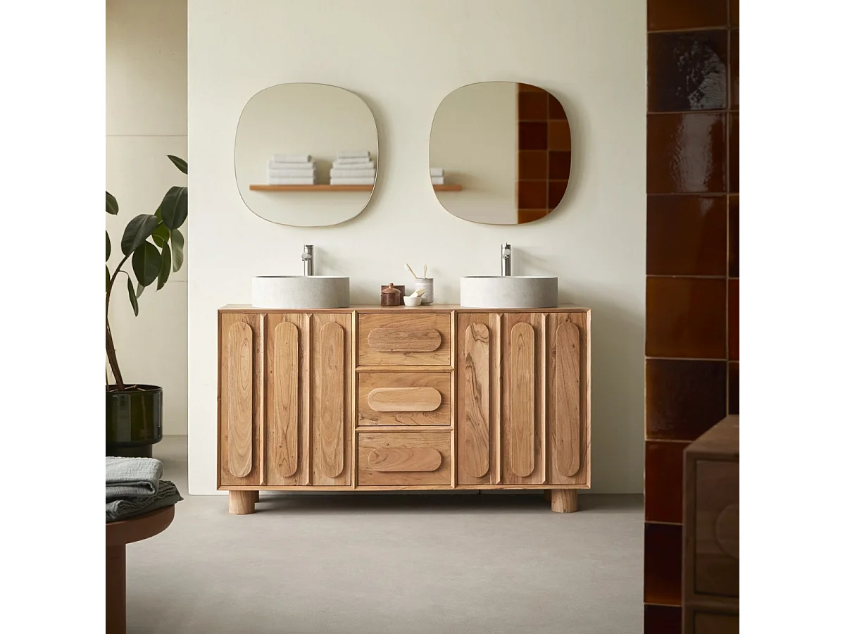 Mobile da bagno in acacia massiccia 145 cm - Olga