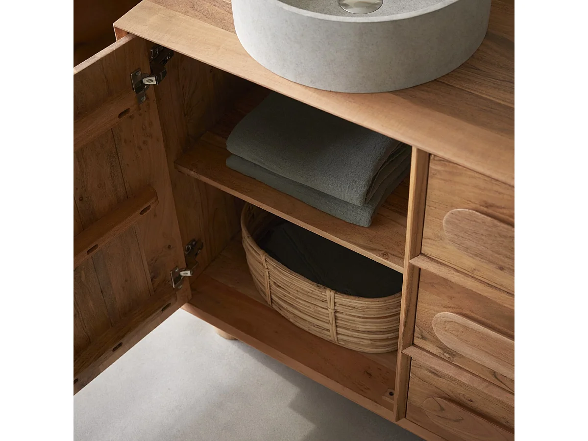 Mobile da bagno in acacia massiccia 145 cm - Olga