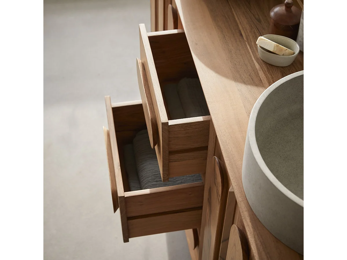 Mobile da bagno in acacia massiccia 145 cm - Olga