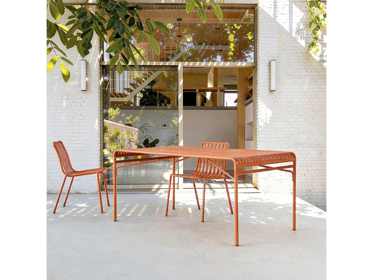 Gaby - Tavolo da giardino rettangolare in metallo arancione 4/6 persone