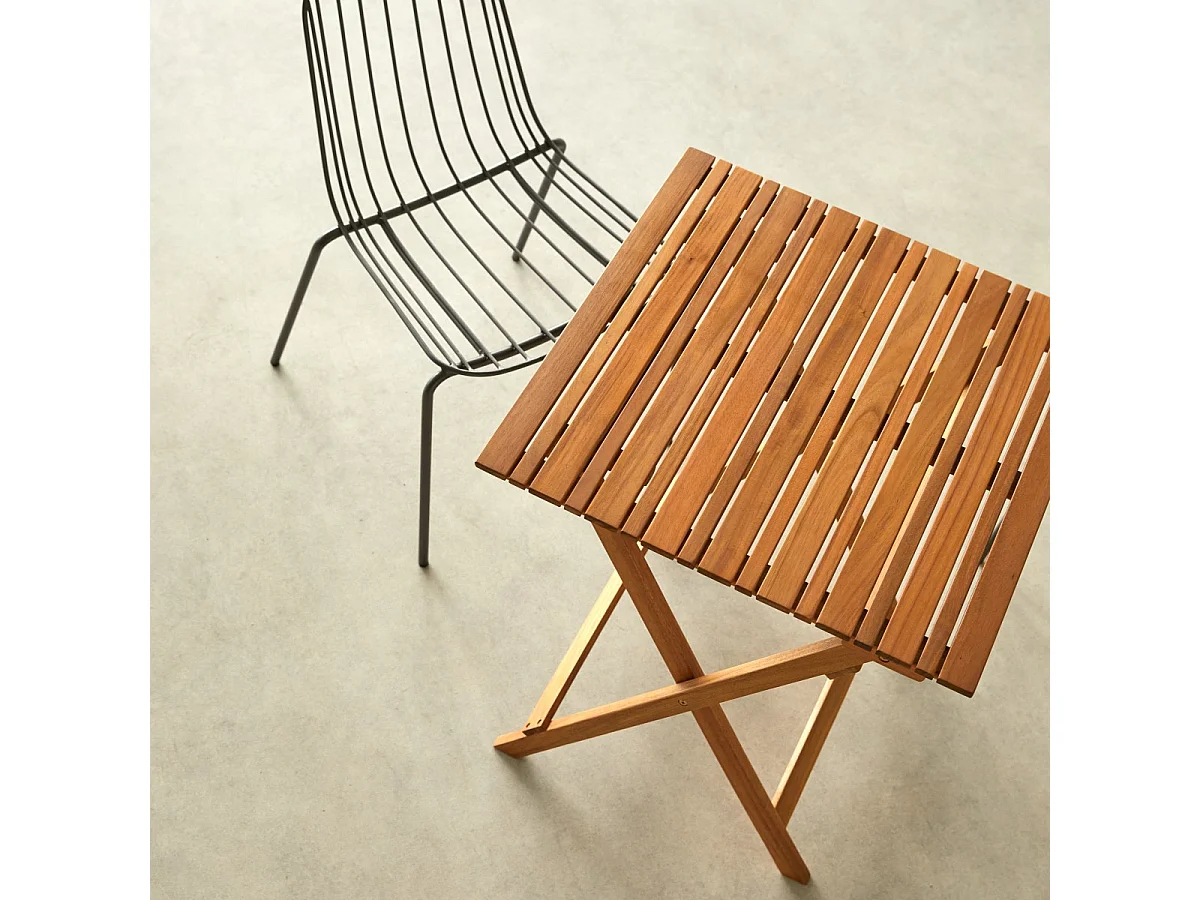 Bistro- Set da giardino in acacia massello e metallo, 2 sedie