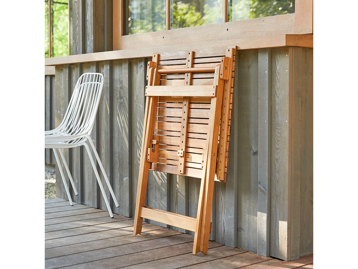 Bistro - Outdoor Gartenmöbel Set aus massiver Akazie und Metall white, 2 Stühle