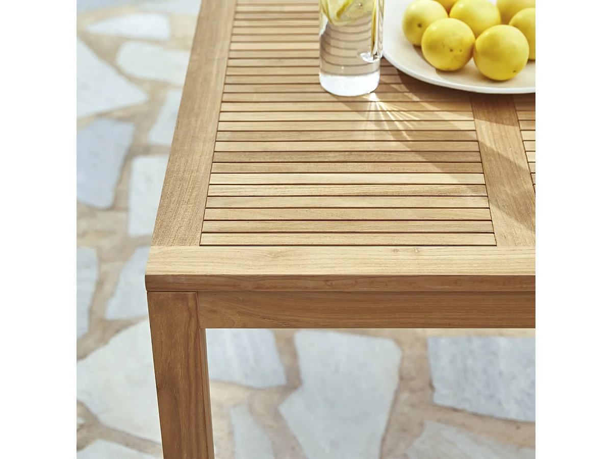 Teo - Gartenmöbel Set aus massivem Teak und orangefarbenem Metall 4 Stühle