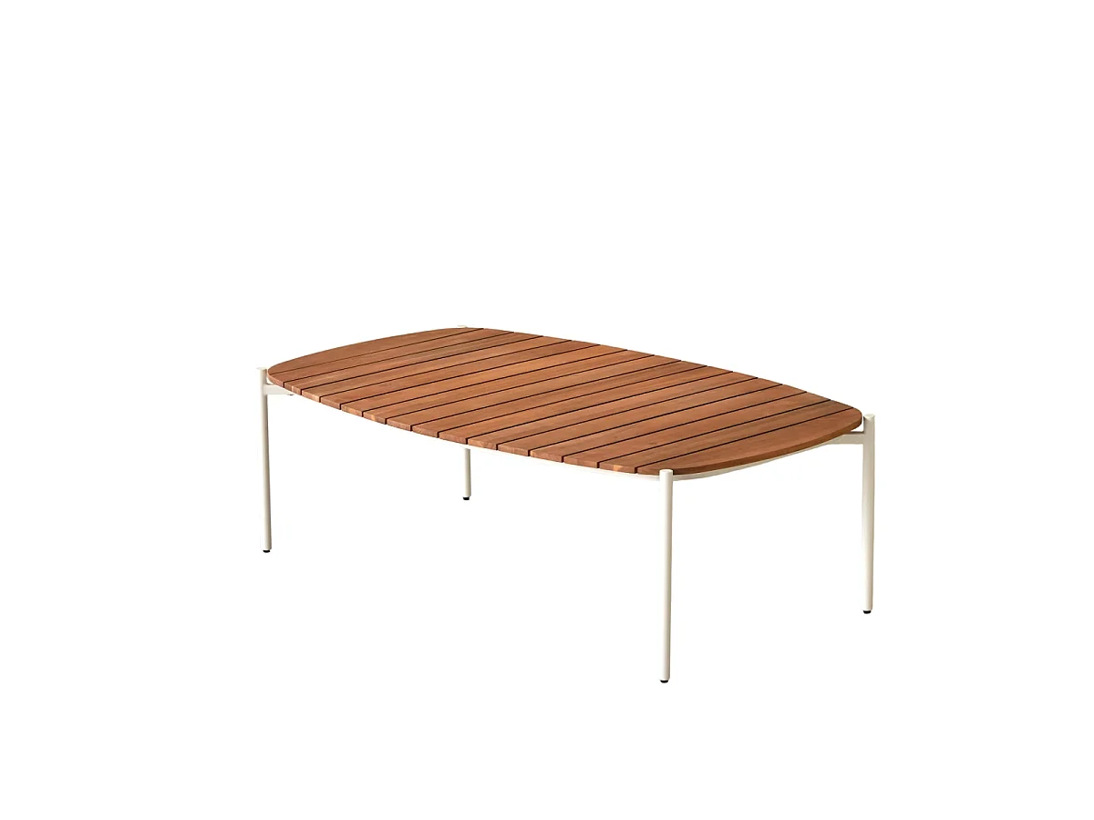 Garten-Couchtisch aus massivem Akazienholz und Metall Luca