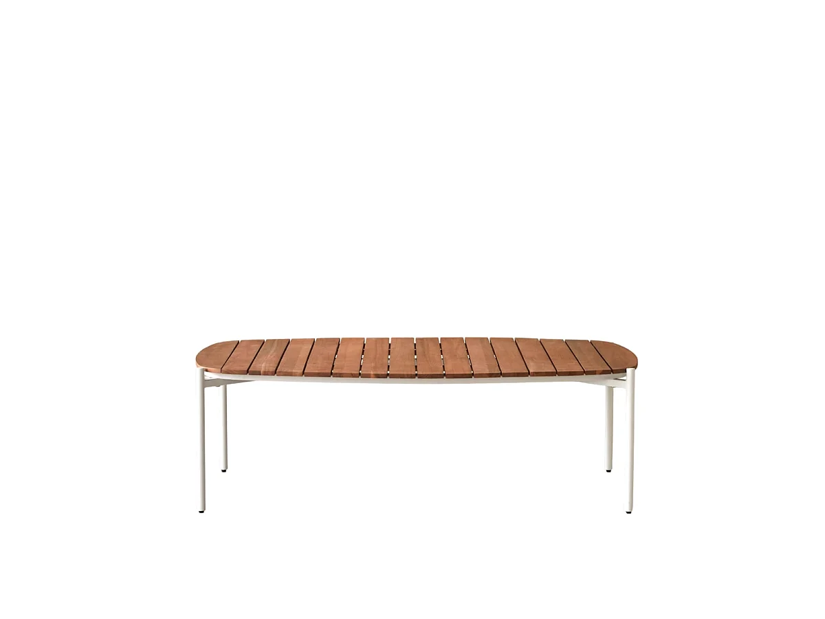 Garten-Couchtisch aus massivem Akazienholz und Metall Luca