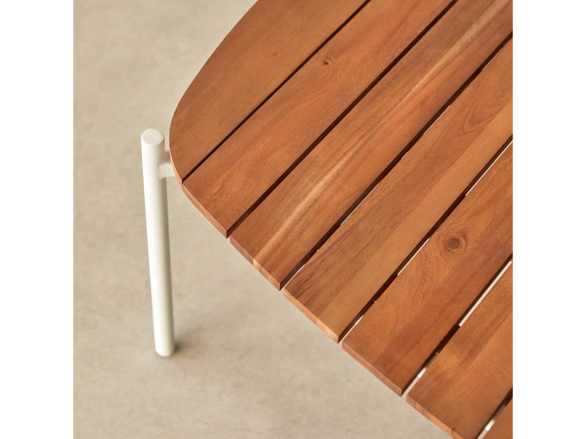 Gartenlounge aus naturfarbenem Stoff und weißem Metall, 2-Sitzer Luca