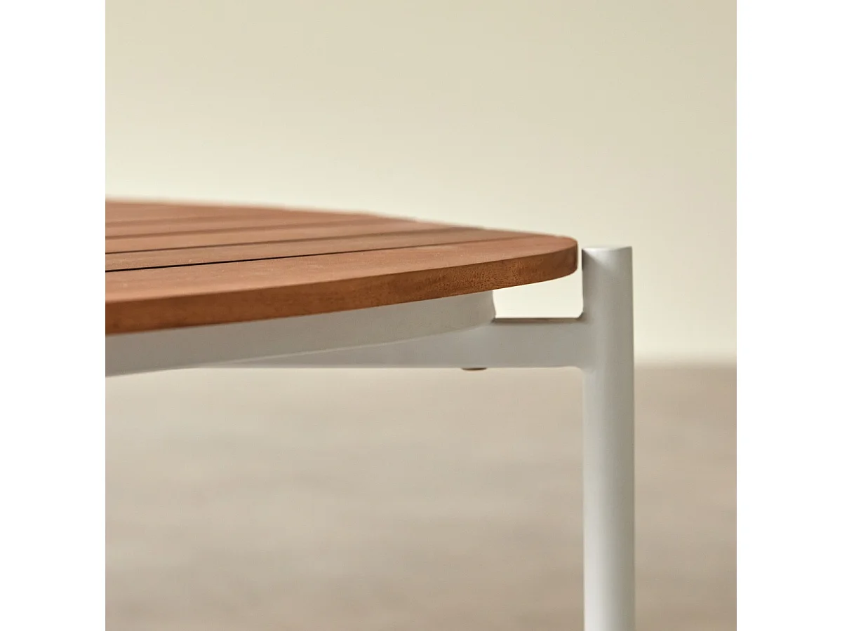Gartenlounge aus naturfarbenem Stoff und weißem Metall, 2-Sitzer Luca