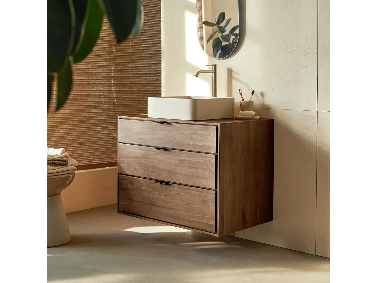 Mobile per il bagno in noce massello 80 cm Senson
