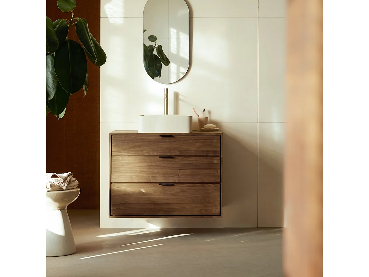 Mobile per il bagno in noce massello 80 cm Senson
