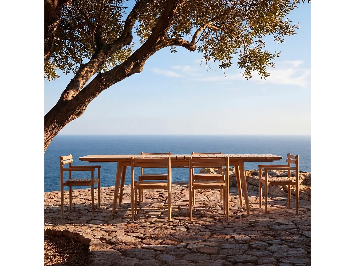 Set di mobili da giardino in teak massello 6 posti Vadim