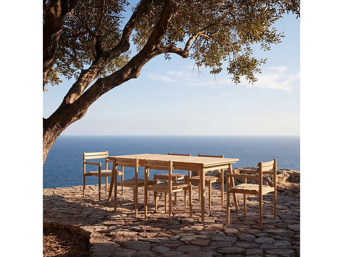 Set di mobili da giardino in teak massello 6 posti Vadim