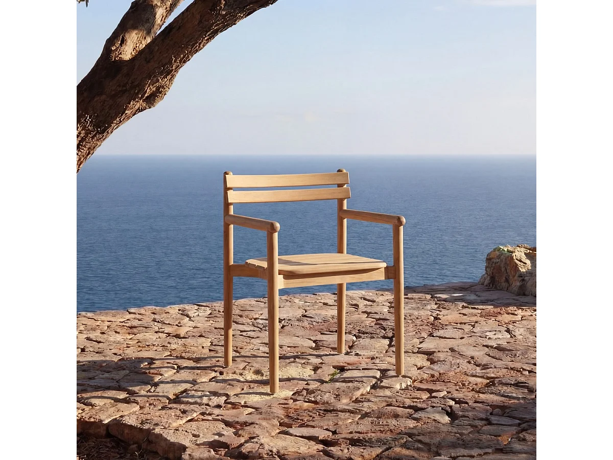 Set di mobili da giardino in teak massello 6 posti Vadim