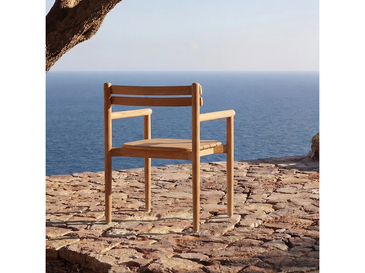 Set di mobili da giardino in teak massello 6 posti Vadim