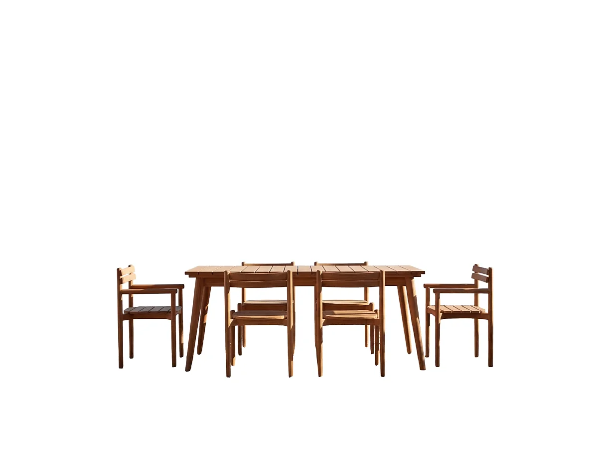 Set di mobili da giardino in teak massello 6 posti Vadim