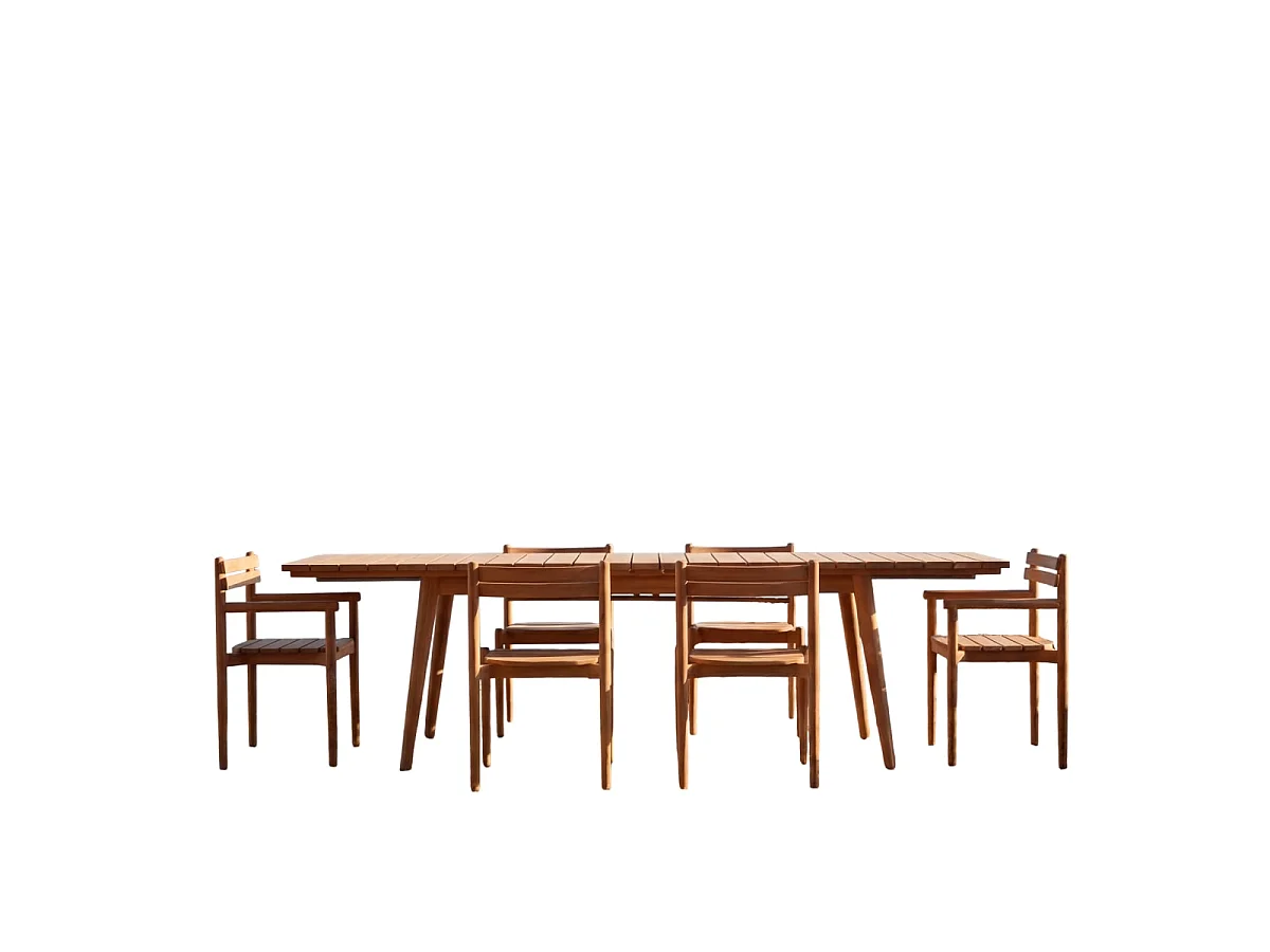 Set di mobili da giardino in teak massello 6 posti Vadim