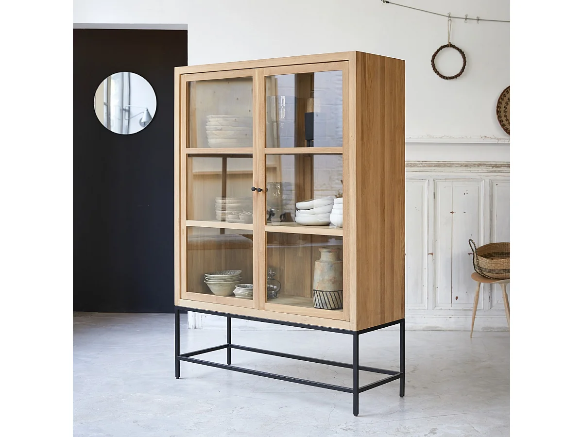 Vetrinetta alta in legno di teak 120 Babeth