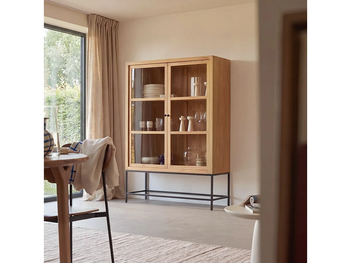Hohe Teakholz-Vitrine 120 Babeth