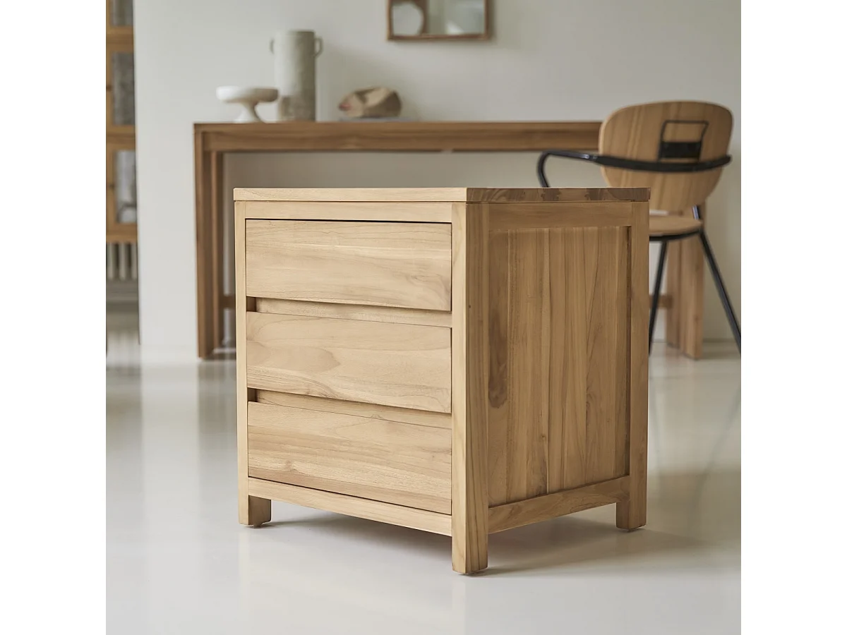 Eden - Schreibtisch aus massivem Teak mit Aufbewahrungselement