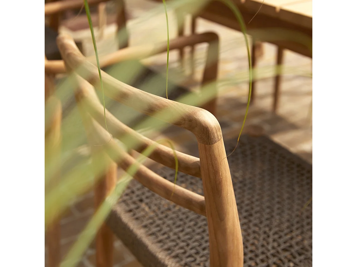 Gartenstuhl aus massivem Teakholz und Seilen Lily