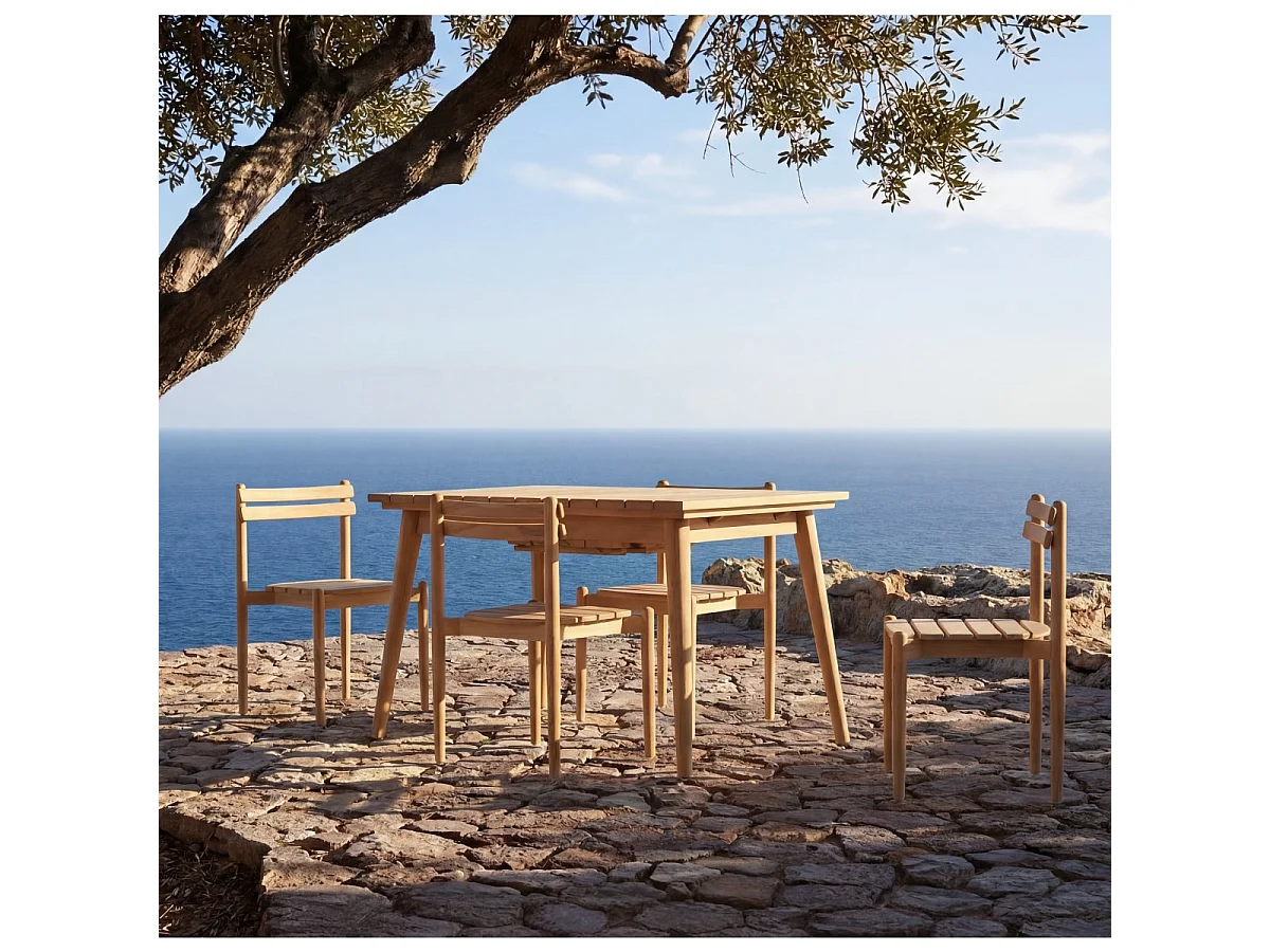 Set di mobili da giardino in teak massello 4 sedie Vadim