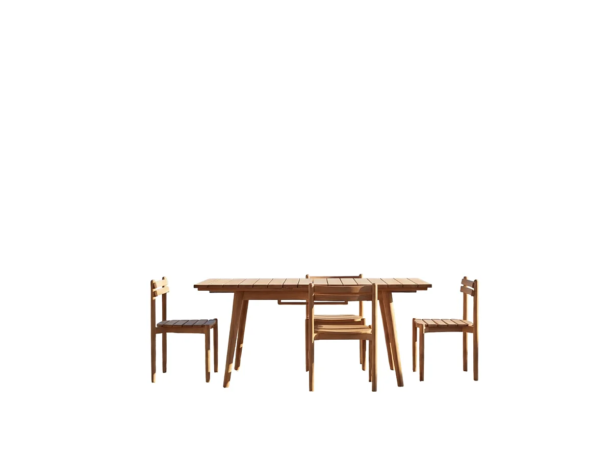 Set di mobili da giardino in teak massello 4 sedie Vadim