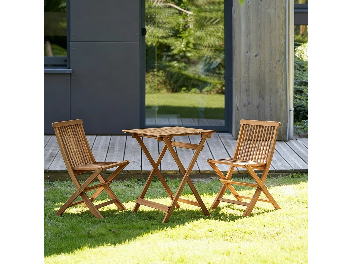 Bistro - Outdoor Gartenmöbel Set aus massiver Akazie, 2 Plätze