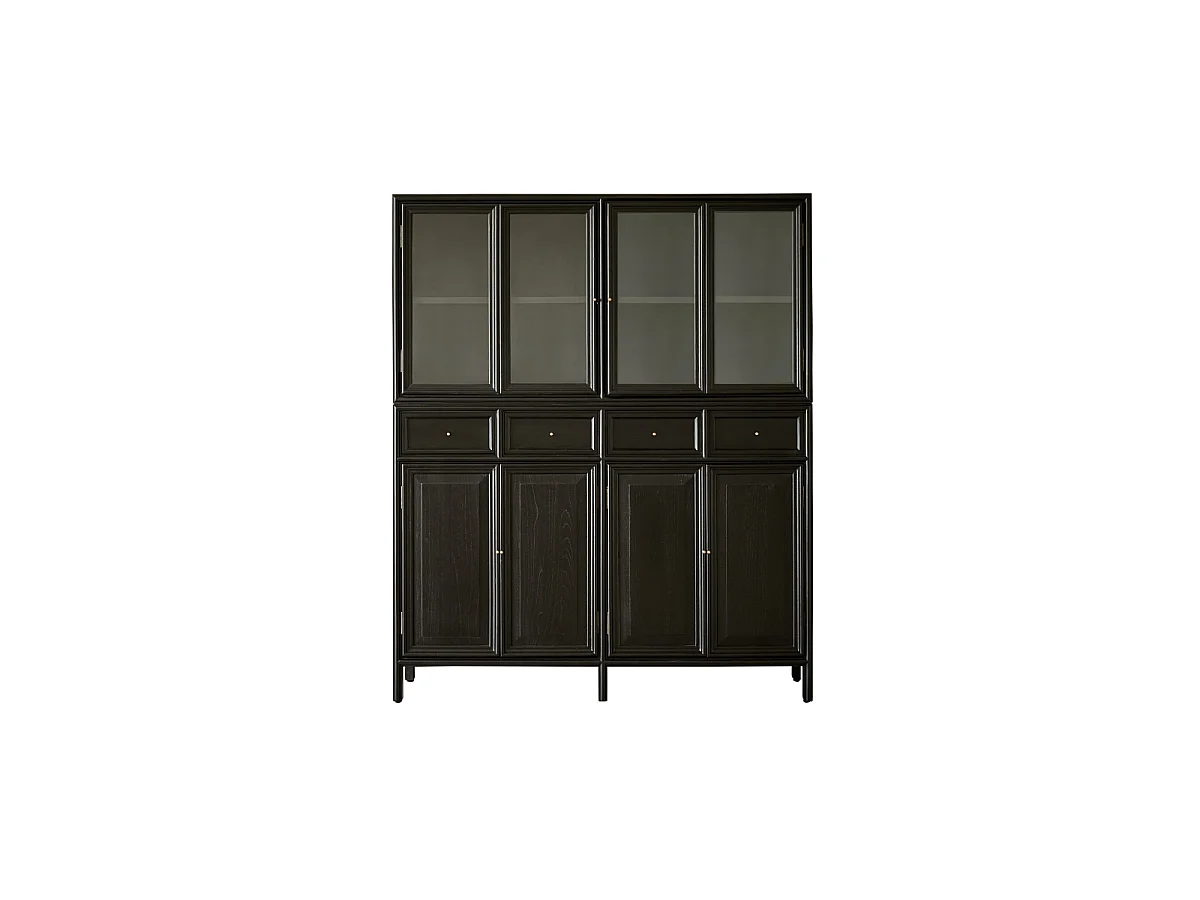 Anna - Vaisselier haut vitré et portes pleines en mindi 120 cm