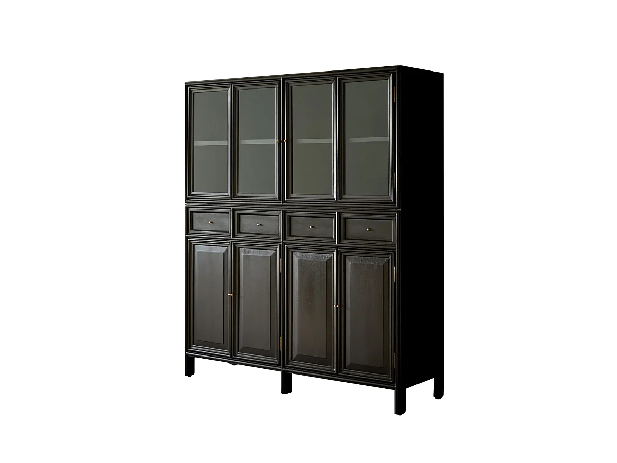 Anna - Vaisselier haut vitré et portes pleines en mindi 120 cm