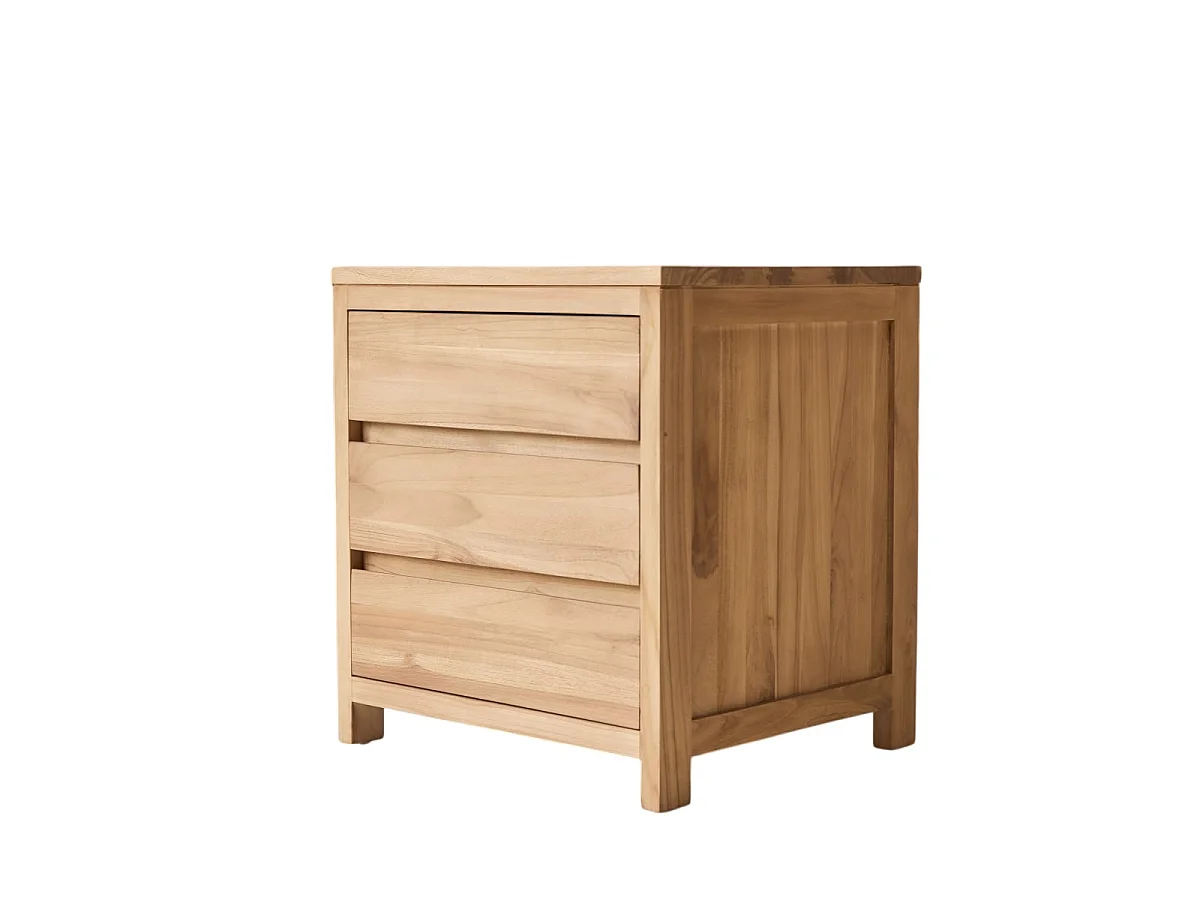 Eden - Nachttisch aus massivem Teak 3 Schubladen