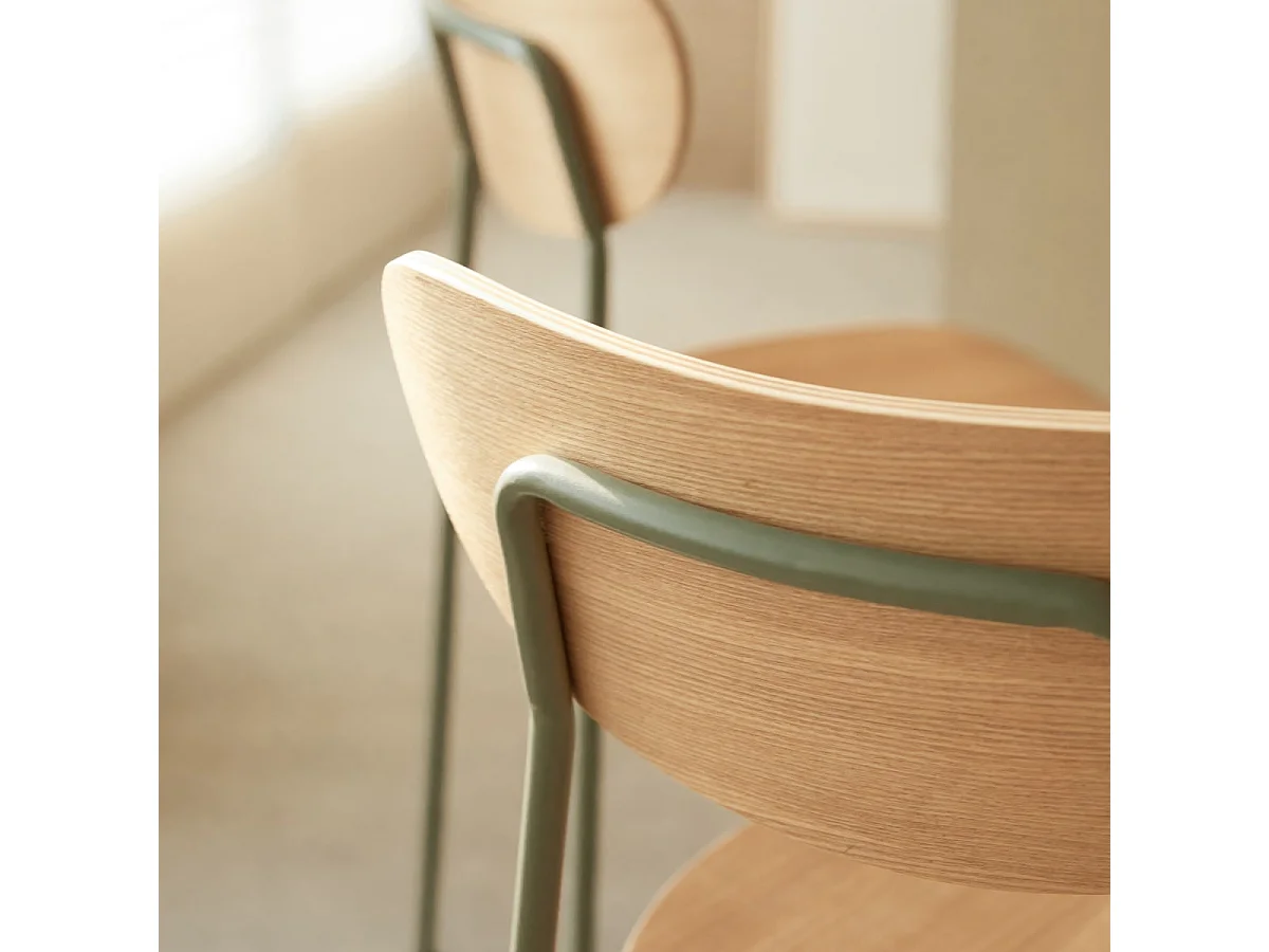 Lilo - Chaise en frêne et métal vert