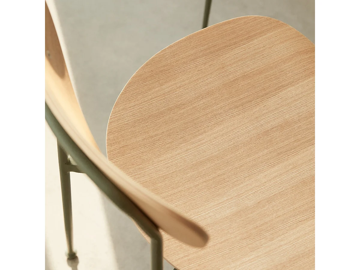 Lilo - Chaise en frêne et métal vert