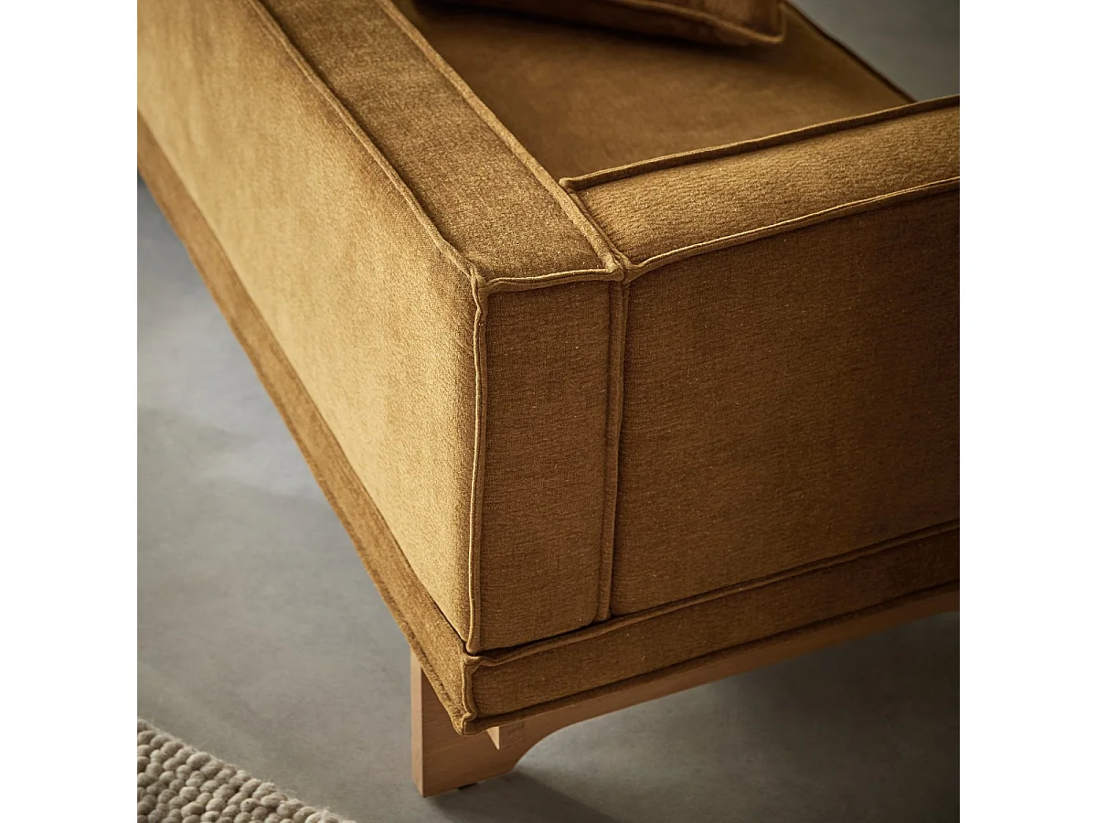 Miu - Méridienne en chêne et tissu ocre