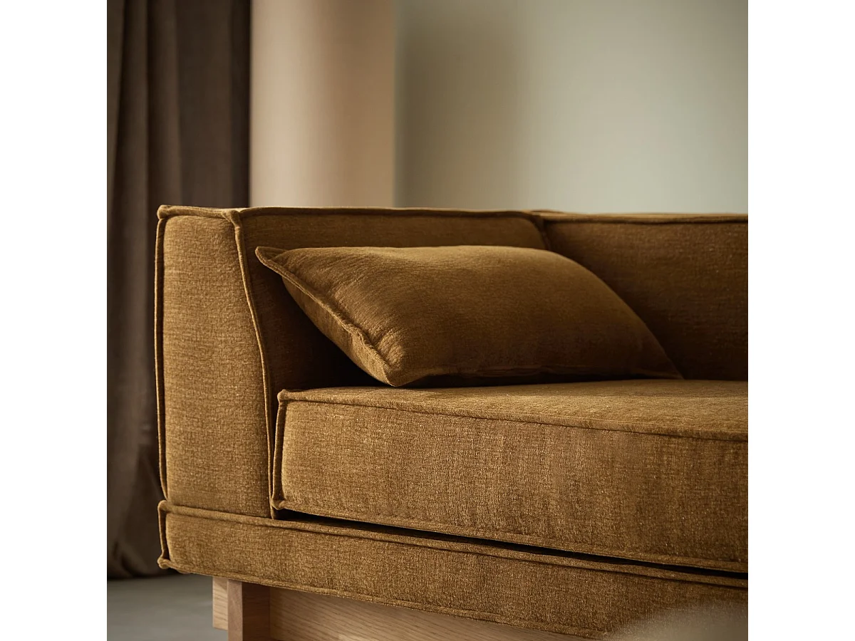 Miu - Méridienne en chêne et tissu ocre