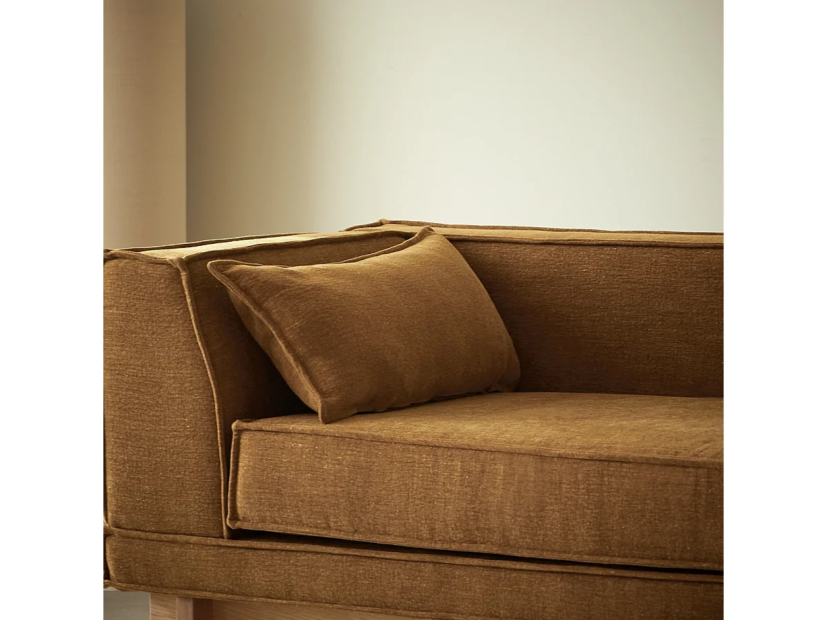 Miu - Méridienne en chêne et tissu ocre