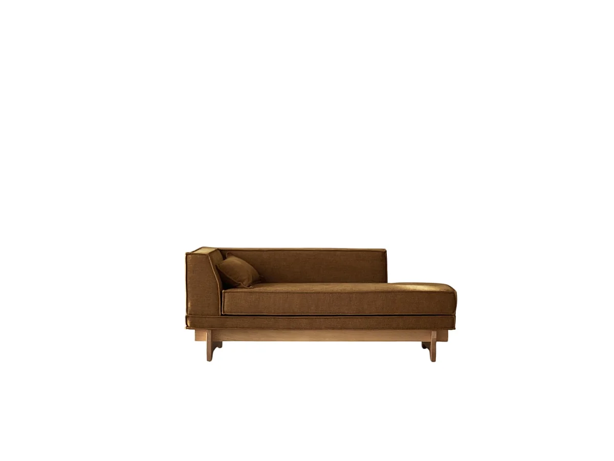 Miu - Méridienne en chêne et tissu ocre